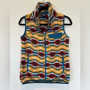 Patagonia Multicolor Patterned Fleece Vest - Mustard, Teal, Burgundy